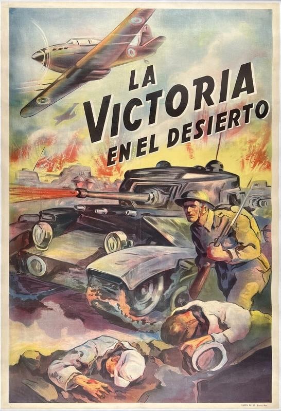 Original Vintage Movie Poster DESERT VICTORY Documentary WWII Argentina LINEN: Condition: Used,Country of Origin: Argentina,Modified Item: No,Original/Reproduction: Original,Object Type: Poster,Industry: Movies Condition: Good * (linen backed; poster was folded once vertically