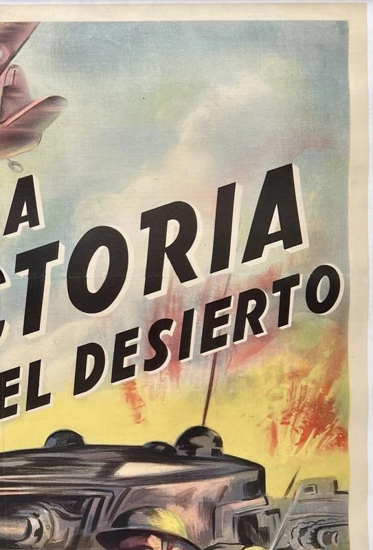 Original Vintage Movie Poster DESERT VICTORY Documentary WWII Argentina LINEN - 3