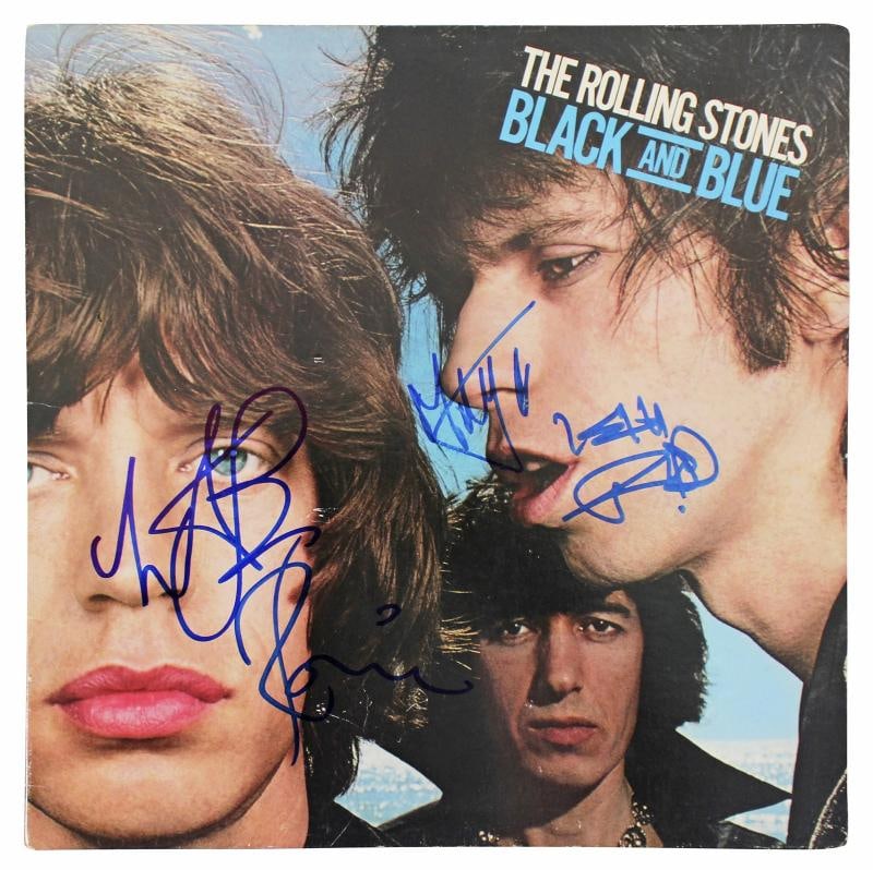 Rolling Stones (4) Jagger, Richards, Wood +1 Signed Album Cover BAS #AB07769 - 2