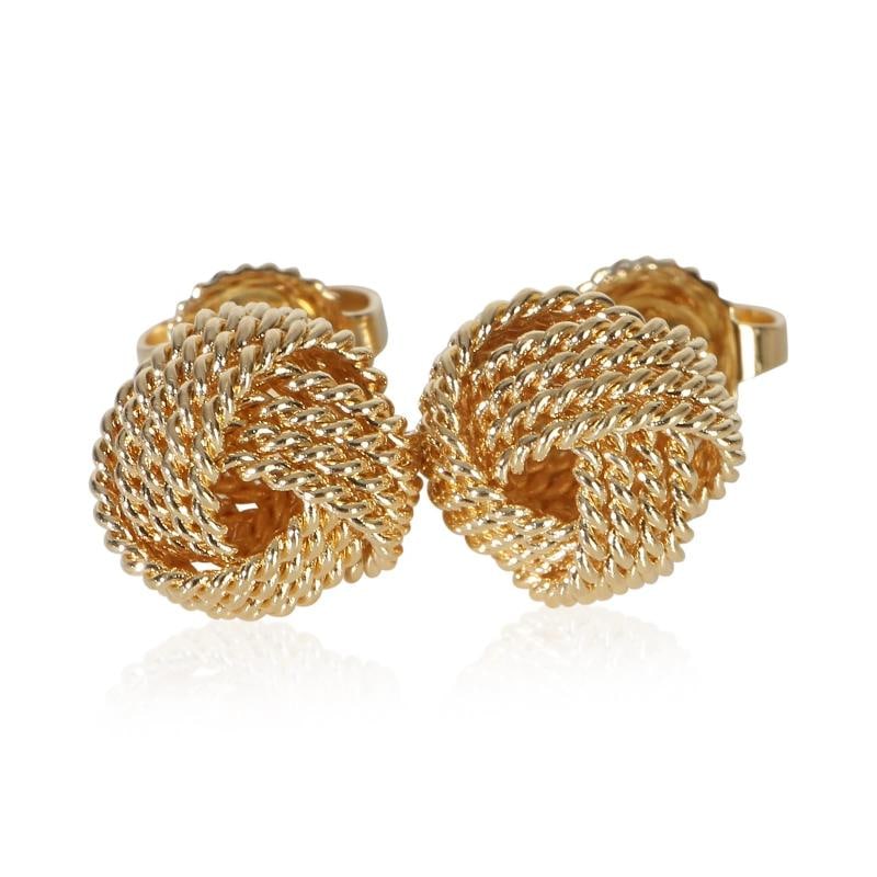 Tiffany & Co. Yellow Gold Knot Earrings: Condition: Pre-owned,Item Length: 8.25 mm,With Original Box/Packaging: Yes,Side Stone Type: No Stone,Metal Purity: 18k,With Papers: No,Gross Weight (grams): 3.85,Department: Unisex,Collection: