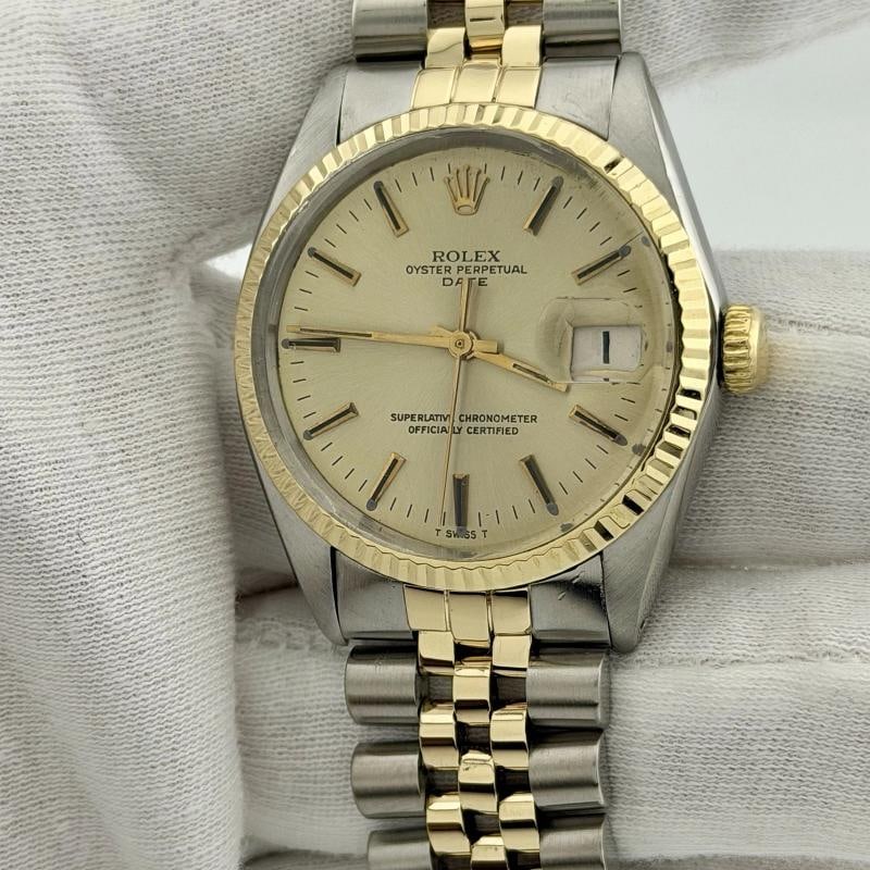 Rolex Date 1500 34mm Champagne Dial 14k Yellow Gold Stainless Steel Jubilee - 2