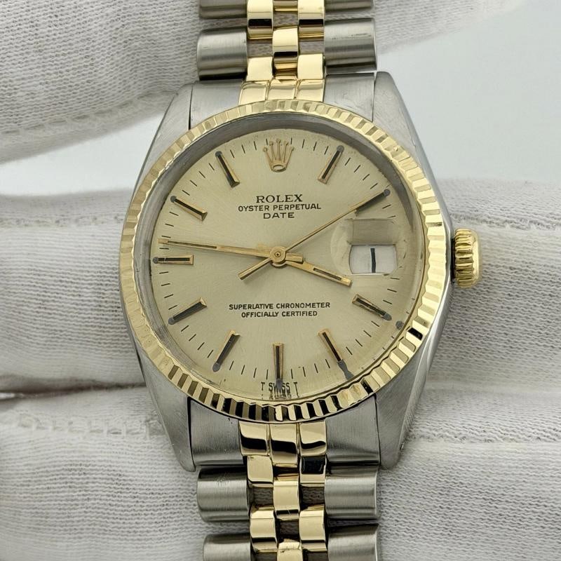 Rolex Date 1500 34mm Champagne Dial 14k Yellow Gold Stainless Steel Jubilee - 3