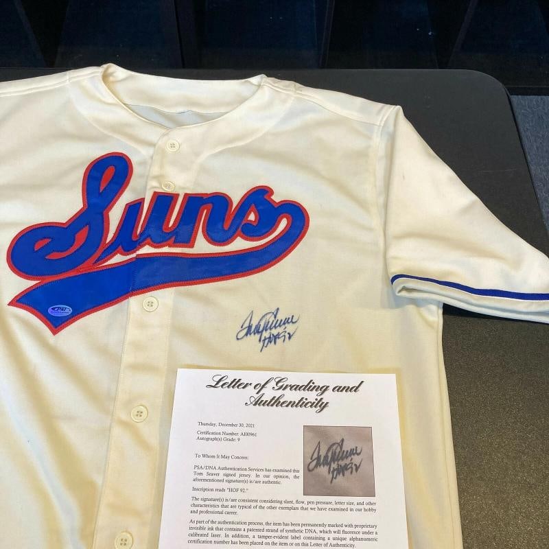 Tom Seaver Signed 1966 Jacksonville Suns Minor League Jersey PSA DNA MINT 9: Product: Jersey,Sport: Baseball-MLB,Autograph Authentication: Professional Sports Authenticator (PSA),Original/Reprint: Original,Country of Origin: United States