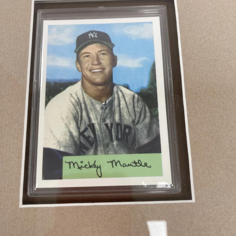 Incredible Mickey Mantle Rookie Era Signed 8x10 Photo From 1954 Bowman Card PSA - 6