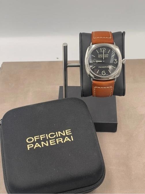 Panerai Radiomir Black Seal PAM00183 45mm Manual Wind Black Dial Men's Watch: Condition: Pre-owned - Good,Bezel Color: Silver,Closure: Buckle,Number of Jewels: 17 Jewels,Band/Strap: Two-Piece Strap,Case Thickness: 13.5 mm,Case Color: Silver,Department: Men,Caseback: