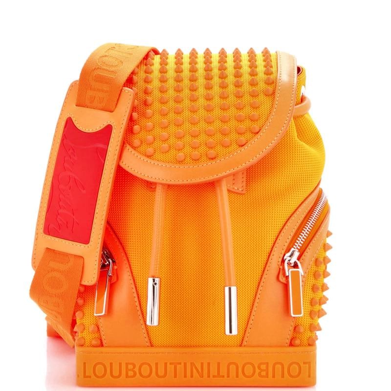 Christian Louboutin Explorafunk Backpack Spiked Leather Small: Condition: Pre-owned - Good,Brand: Christian Louboutin,Exterior Material: Leather,Style: Backpacks,Exterior Color: Orange,Department: Women,Size: Small,Accessories: Extra Strap, With Strap