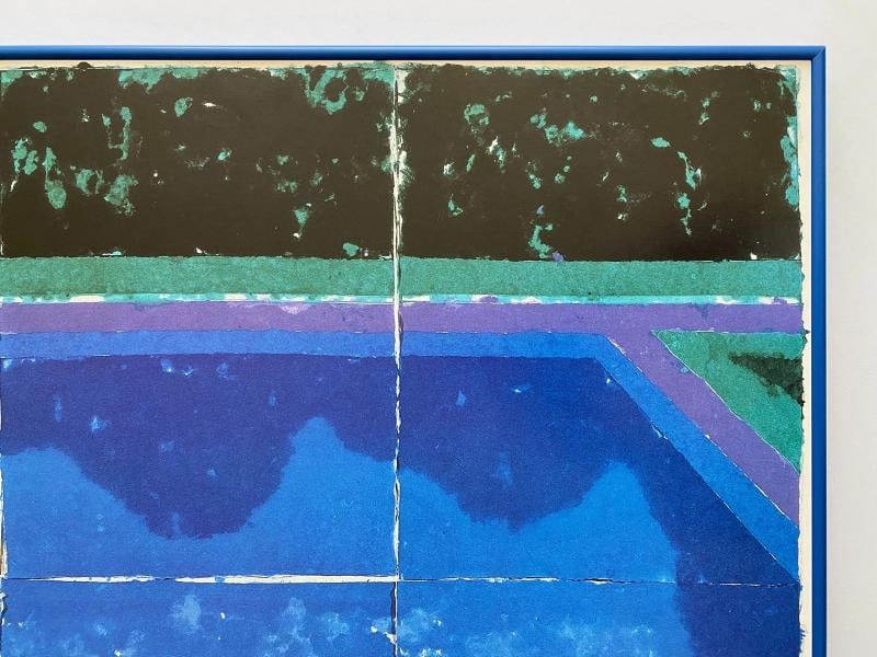 DAVID HOCKNEY RARE 1988 LITHOGRAPH PRINT FRAMED EXHIBIT POSTER " DAY POOL " 1978 - 11