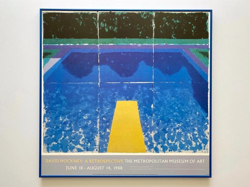 DAVID HOCKNEY RARE 1988 LITHOGRAPH PRINT FRAMED EXHIBIT POSTER " DAY POOL " 1978 - 16