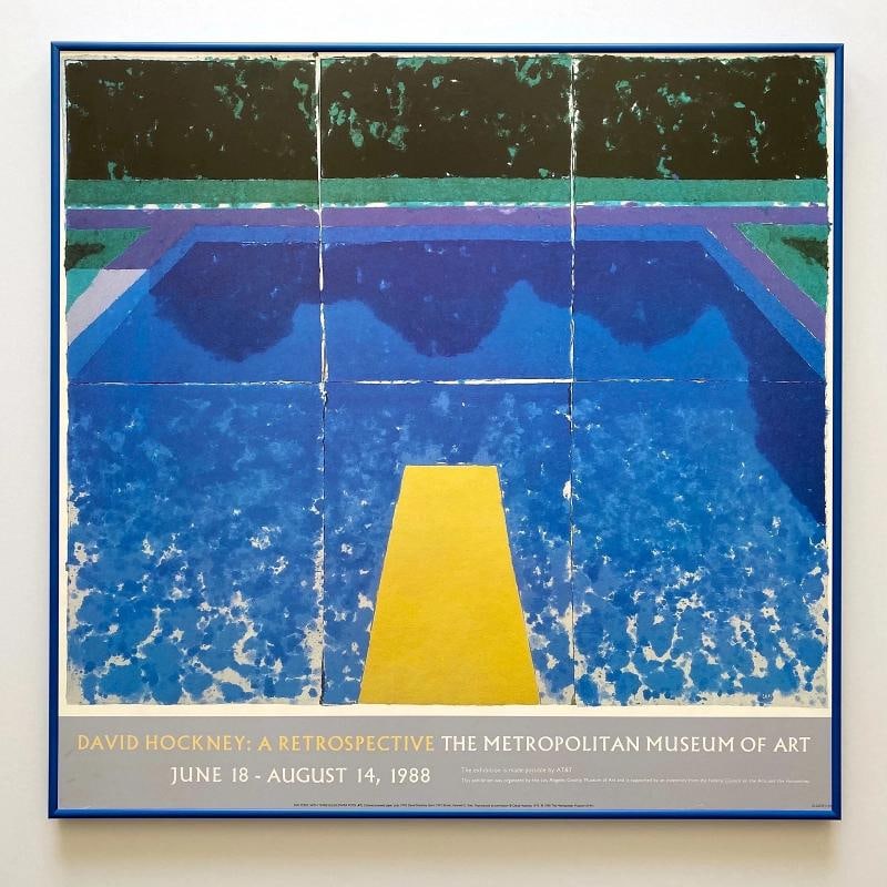 DAVID HOCKNEY RARE 1988 LITHOGRAPH PRINT FRAMED EXHIBIT POSTER " DAY POOL " 1978 - 17