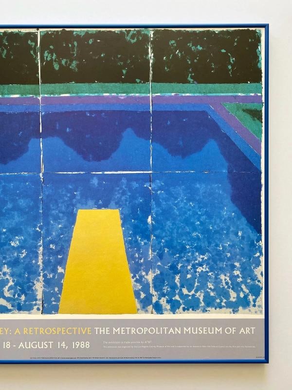 DAVID HOCKNEY RARE 1988 LITHOGRAPH PRINT FRAMED EXHIBIT POSTER " DAY POOL " 1978 - 3