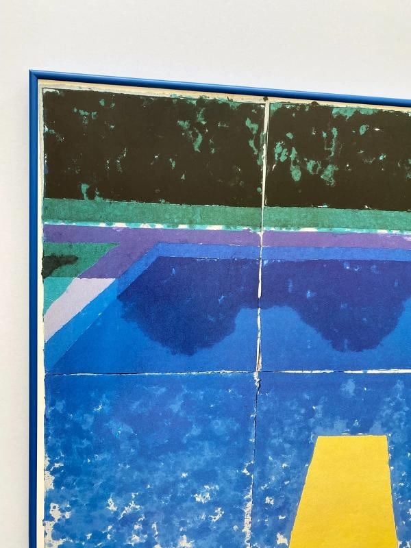 DAVID HOCKNEY RARE 1988 LITHOGRAPH PRINT FRAMED EXHIBIT POSTER " DAY POOL " 1978 - 4