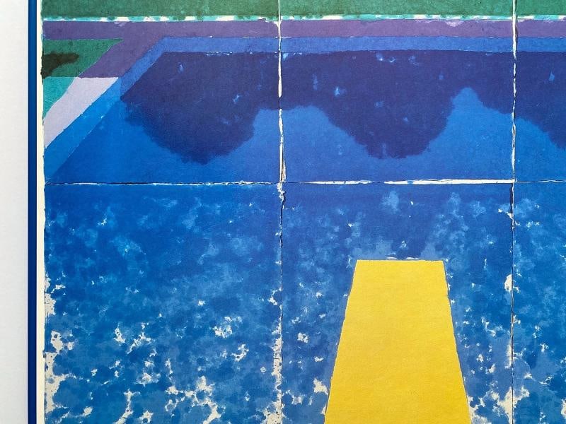 DAVID HOCKNEY RARE 1988 LITHOGRAPH PRINT FRAMED EXHIBIT POSTER " DAY POOL " 1978 - 6