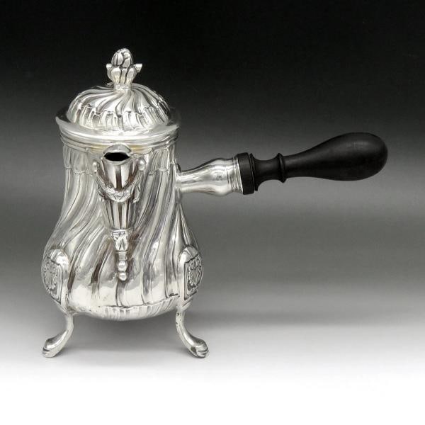 c1756 Rare Pre Revolution French 950 Silver Side Handle Chocolate Coffee Pot (1 of 10)