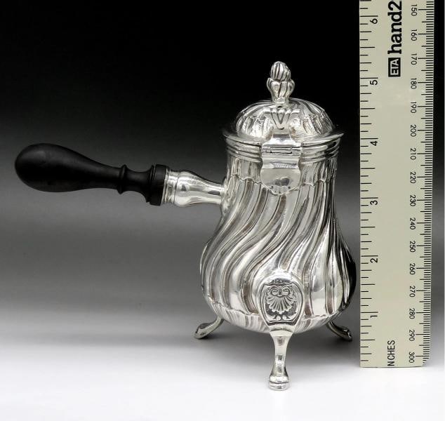 c1756 Rare Pre Revolution French 950 Silver Side Handle Chocolate Coffee Pot - 5