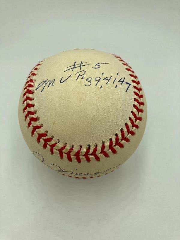 Joe Dimaggio Signed Heavily Inscribed STAT Baseball JSA COA - 3