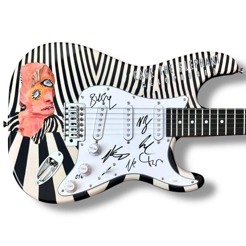 Cage The Elephant Signed Guitar Custom JSA COA Matt Shultz Brad Shultz +4: Industry: Music,Object Type: Guitar & Guitar Pick,Original/Reproduction: Original,Signed: Yes,Autograph Authentication: James Spence (JSA),Country of Origin: United States