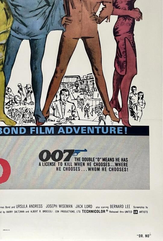 Original Vintage Movie Poster JAMES BOND DR. NO Re-Release 1980 R1980 Connery OL - 5