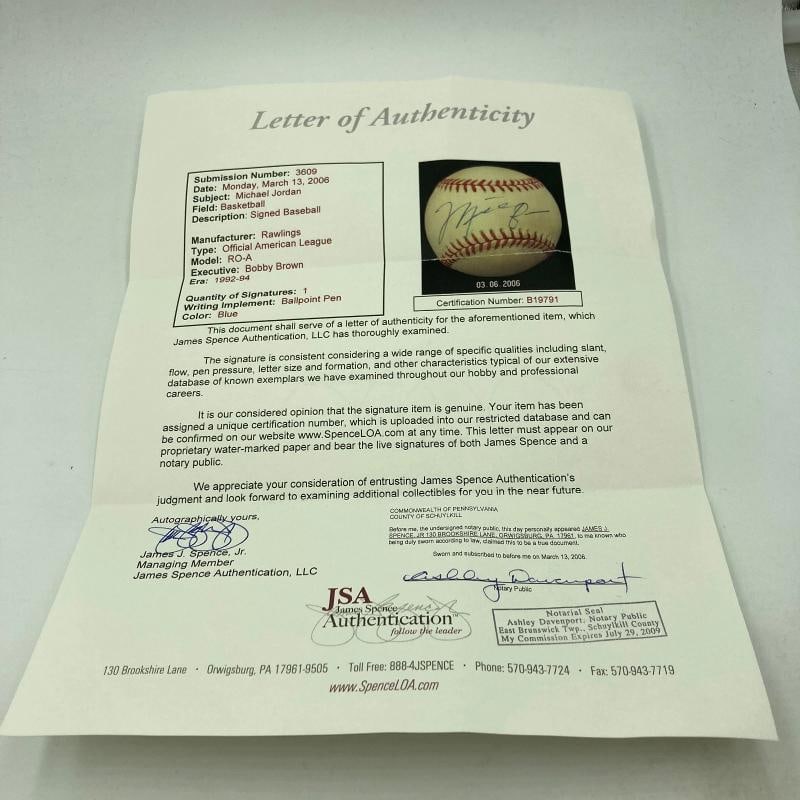 Michael Jordan Single Signed American League Baseball JSA COA - 4