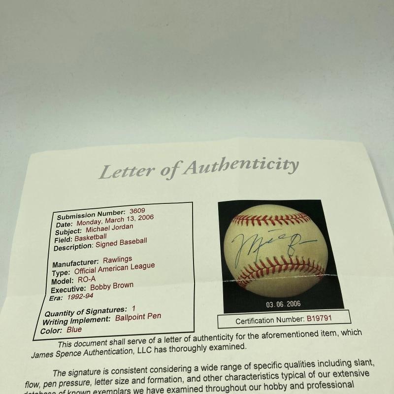 Michael Jordan Single Signed American League Baseball JSA COA - 5