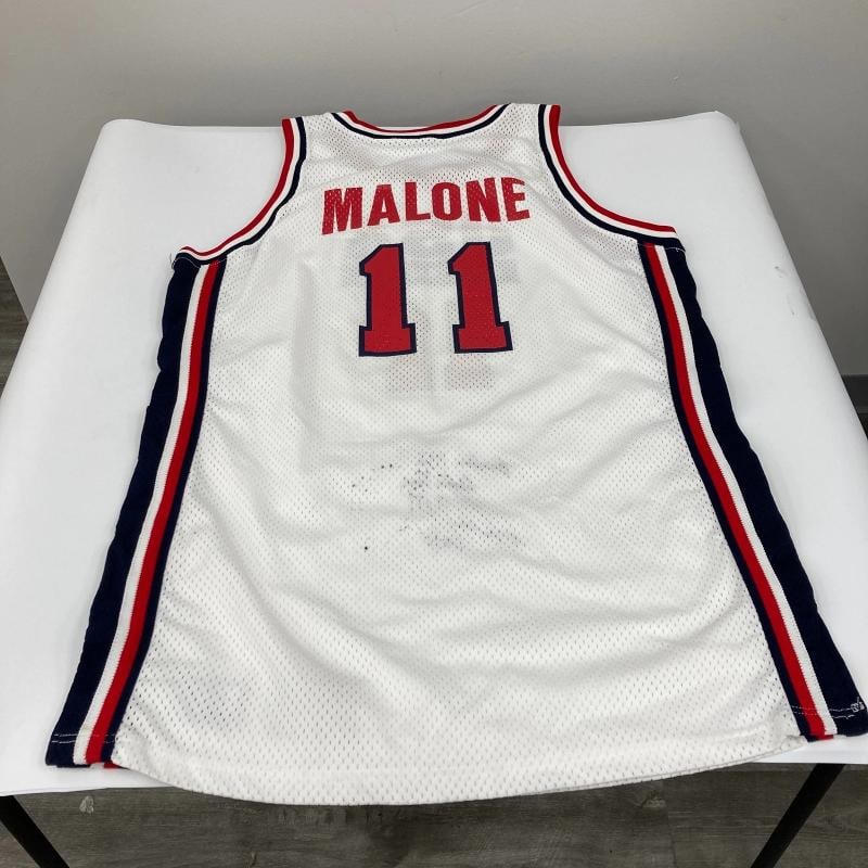 1992 Karl Malone Signed Game Issued Team USA Olympics Jersey MEARS COA & JSA - 4