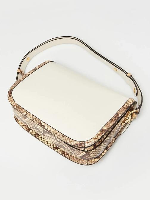 Gucci White/Beige Leather/Snakeskin 1955 Horsebit Shoulder Bag - 3