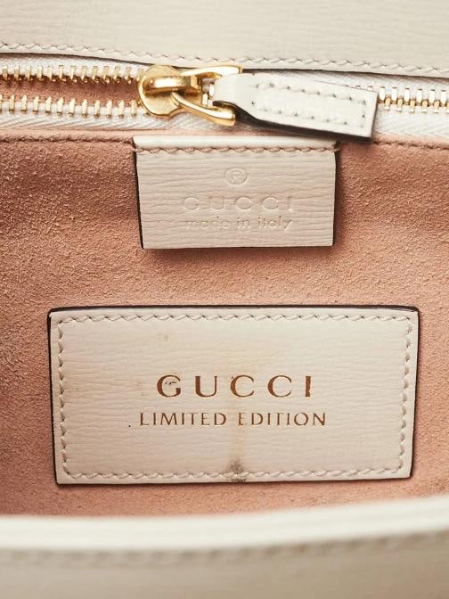 Gucci White/Beige Leather/Snakeskin 1955 Horsebit Shoulder Bag - 9