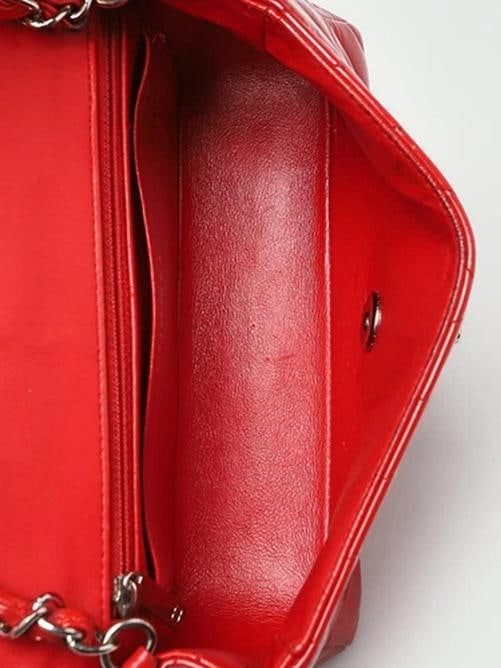 Chanel Red Chevron Quilted Patent Leather Classic Rectangular Mini Flap Bag - 8