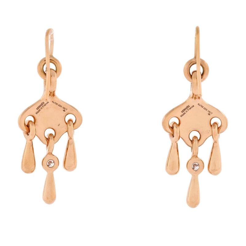 Hermes Filet d'Or Earrings 18K Rose Gold and Diamond - 2