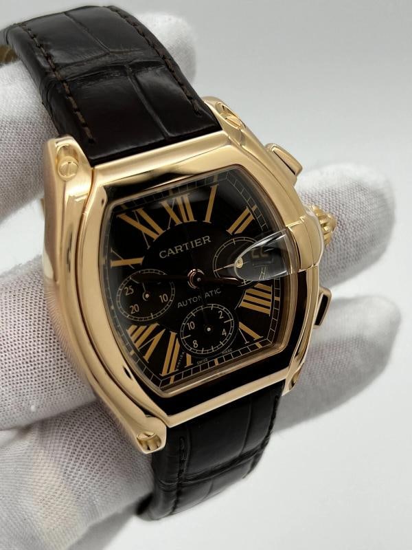 Cartier Ref 2848 Roadster Chronograph XL 18K Rose Gold Leather Strap Box Paper - 3