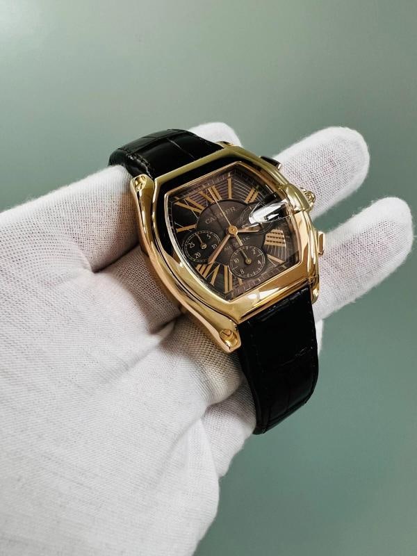 Cartier Ref 2848 Roadster Chronograph XL 18K Rose Gold Leather Strap Box Paper - 9
