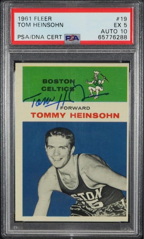 Tom Heinsohn (HOF) Signed 1961-62 Fleer #19 PSA/DNA GEM MINT 10: Condition: Graded - PSA 5: Professionally graded ,Sport: Basketball,Type: Sports Trading Card,Autographed: Yes,Set: 1961 Fleer,Manufacturer: Fleer,Team: Boston Celtics,Professional Grader: