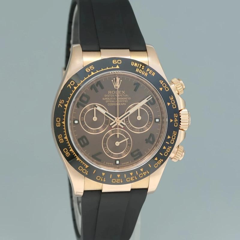 MINT 2014 Rolex Daytona Chocolate Arabic Ceramic 116515 Rose Gold Rubber Watch - 3