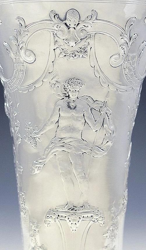 Superb c1900 American Sterling Silver Classical Greco-Roman Motif Trumpet Vase - 5