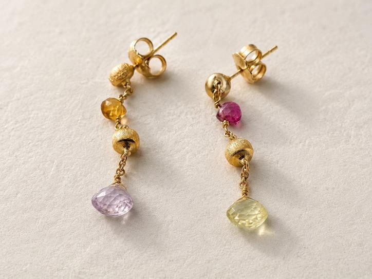 Marco Bicego Paradise Multi-Gemstone Single Strand Earrings 18k Yellow Gold - 3