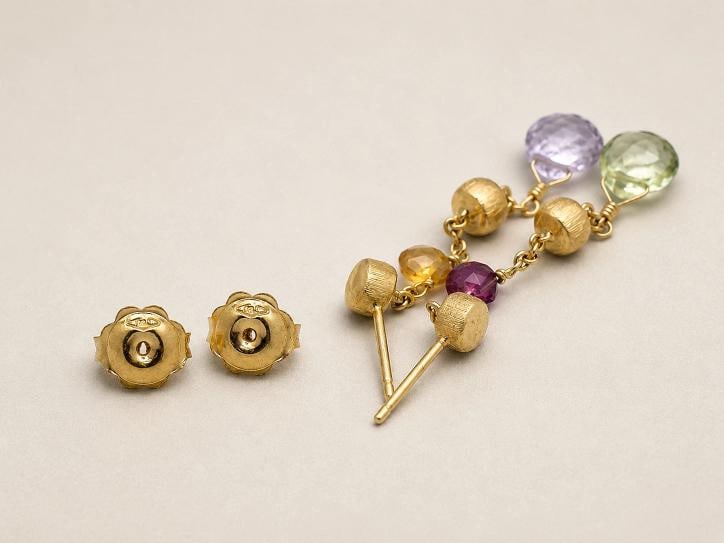 Marco Bicego Paradise Multi-Gemstone Single Strand Earrings 18k Yellow Gold - 4