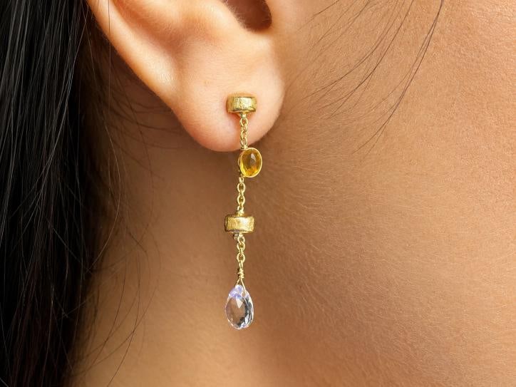 Marco Bicego Paradise Multi-Gemstone Single Strand Earrings 18k Yellow Gold - 5