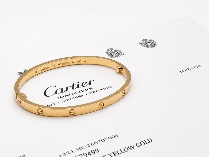 New Cartier LOVE Bracelet Small Model Size 16 18k Yellow Gold Box COA Receipt - 5