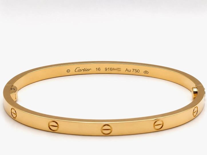 New Cartier LOVE Bracelet Small Model Size 16 18k Yellow Gold Box COA Receipt - 6