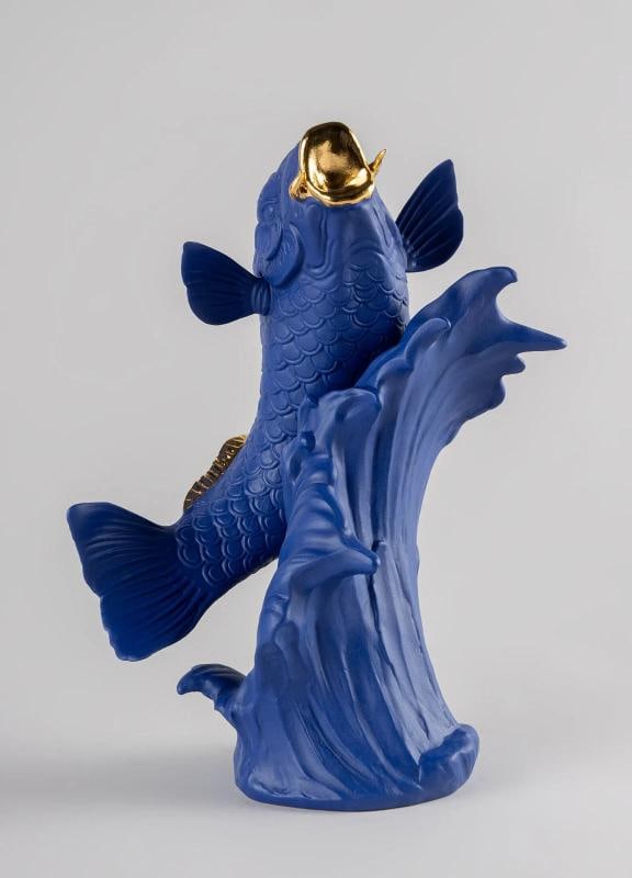 NEW LLADRO LIMITED ED. BLUE-GOLD KOI SCULPTURE #9579 BRAND NIB LARGE RARE - 3