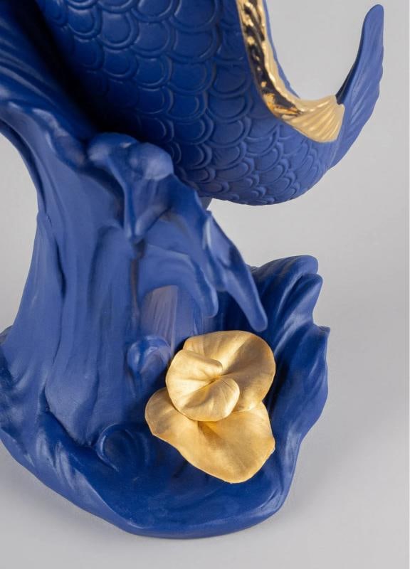 NEW LLADRO LIMITED ED. BLUE-GOLD KOI SCULPTURE #9579 BRAND NIB LARGE RARE - 6