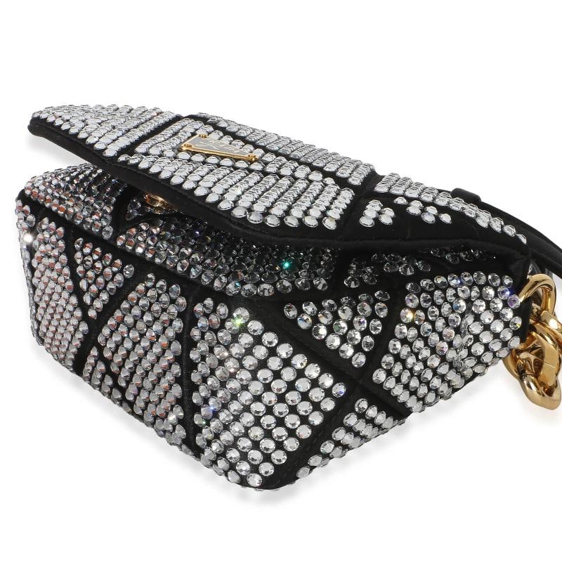 Prada Black Satin Crystal Mini Chain Shoulder Bag - 6