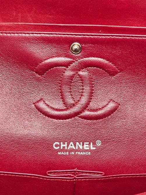 Chanel Red Quilted Patent Leather Classic Medium Double Flap Bag - 10