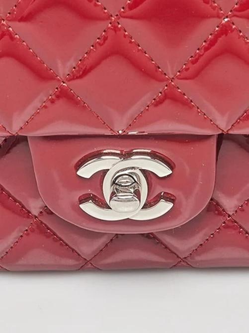 Chanel Red Quilted Patent Leather Classic Medium Double Flap Bag - 6