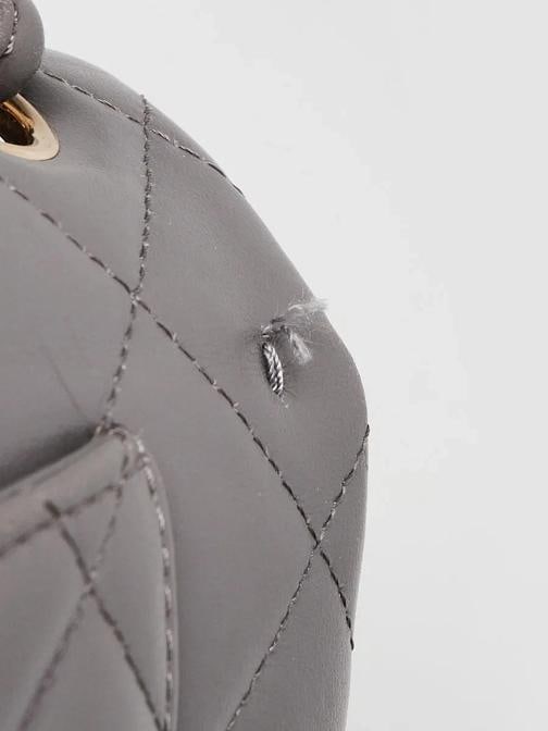 Chanel Grey Quilted Lambskin Leather Classic Jumbo Double Flap Bag - 6