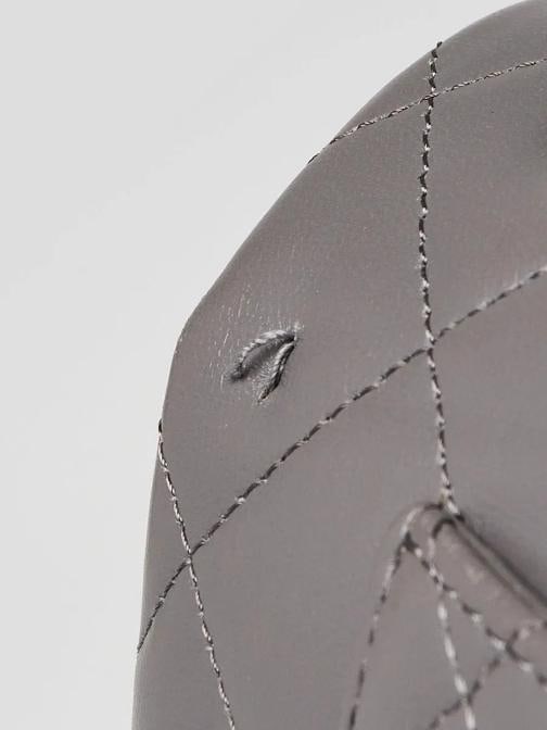 Chanel Grey Quilted Lambskin Leather Classic Jumbo Double Flap Bag - 7