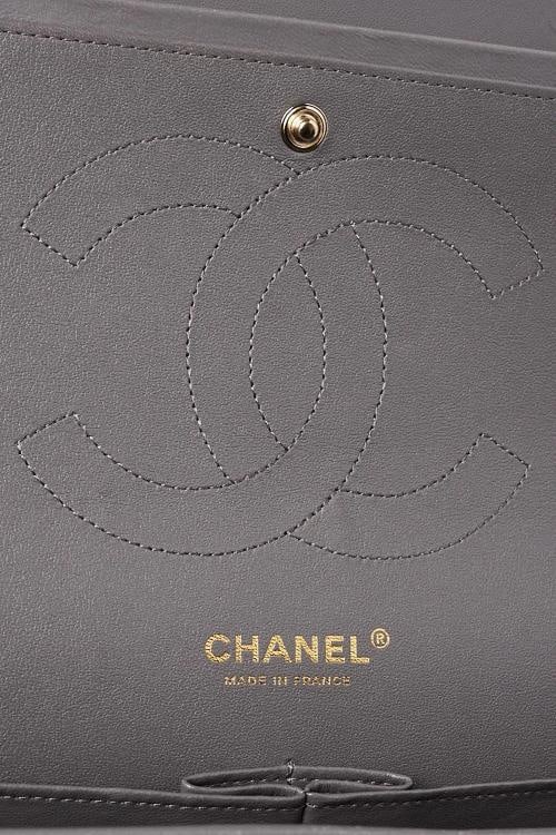 Chanel Grey Quilted Lambskin Leather Classic Jumbo Double Flap Bag - 9
