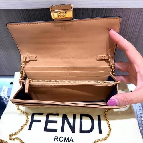 Fendi Continential Wallet on Chain tan leather - 8