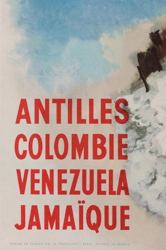 Original Vintage Poster, Brenet, CGT, Antilles, Colombia, Jamaica Venezuela 1955 - 2