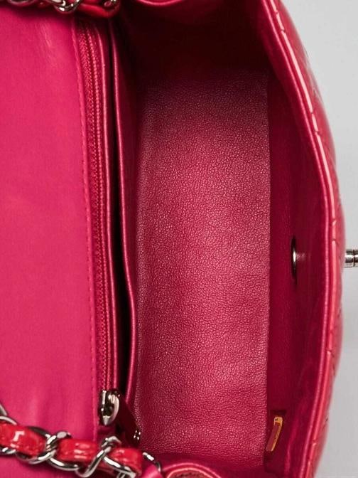 Chanel Pink Quilted Patent Leather Classic Square Mini Flap Bag - 10