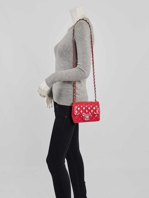 Chanel Pink Quilted Patent Leather Classic Square Mini Flap Bag - 2
